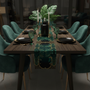 Luxurious dining with Emerald Plants runner repeating design