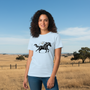 Light blue Wild Horse unisex tee outdoor lifestyle shot - Fresh nature-inspired design for adventurous women