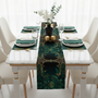 White marble dining with Emerald Plants runner exact pattern
