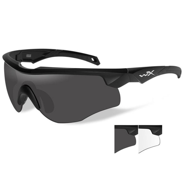 Wiley X Rogue Smoke Grey/Clear Lens, Matte Black Frame