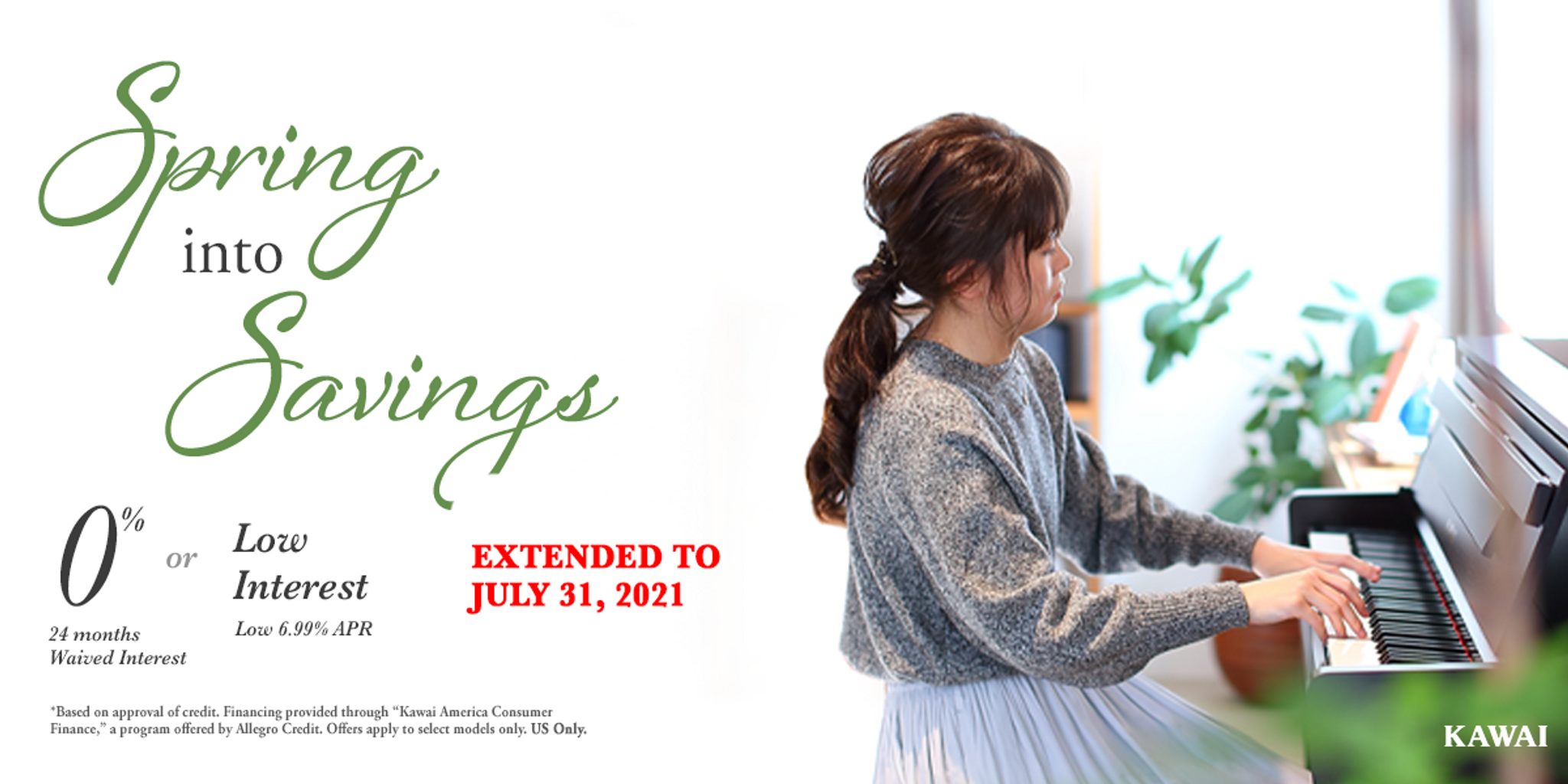 Kawai "Spring Into Savings" 0% Interest Piano Financing