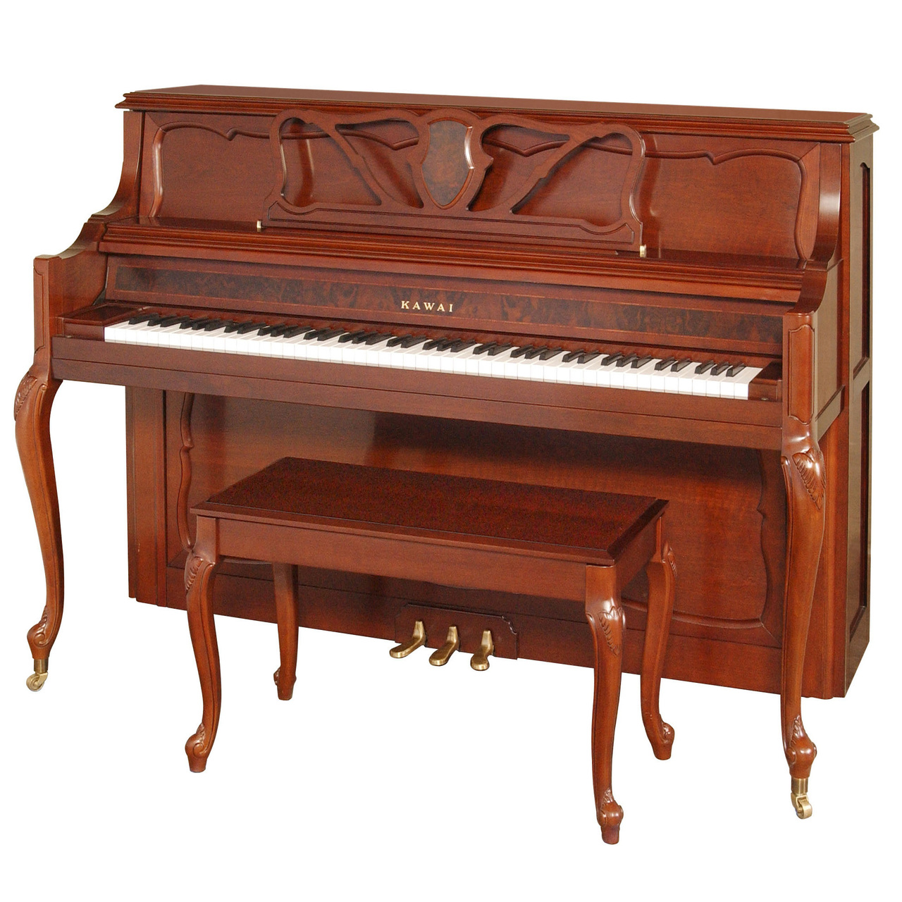 Kawai 44.5" 607 Designer Console Piano | French Provincial Cherry Finish