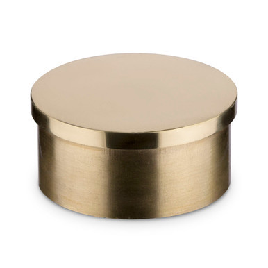 Flush Flat End Cap - Polished Brass - 2" OD