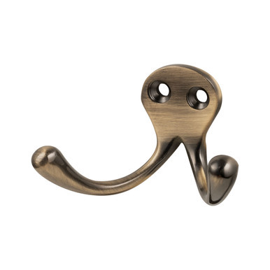 Bar Face Purse & Coat Hook - Double - Antique Brass
