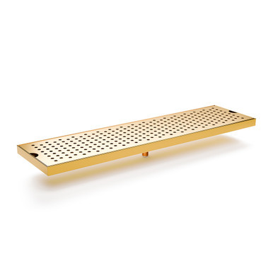 8" Wide Countertop Drip Tray - With Drain - 45" Length - Brass