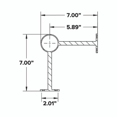 90 deg. Post Foot Rail Bracket - Antique Brass - 2" OD