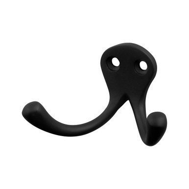 Bar Face Purse & Coat Hook - Double - Matte Black