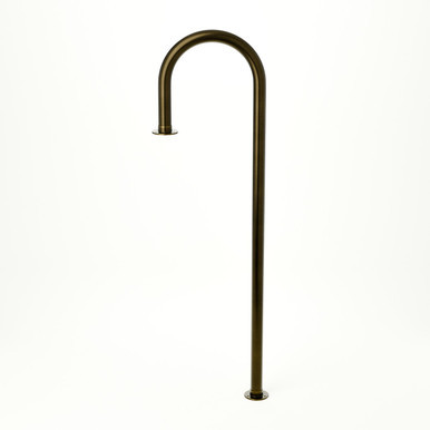 Floor Mounted Candy Cane Service Bar Rail - 2" OD - Antique Brass