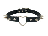Heart Wide Choker with Silver Cone Spike