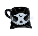 Moon Kitty Skull Mug with Saucer