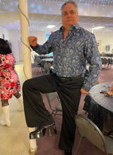 Black Patent Platform Men's Disco Shoes - JAZZ-02