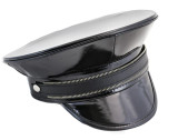 Black Patent Zipperhead Captain Kepi Hat