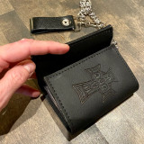 Dogtown Small Trifold Black Leather Chain Wallet