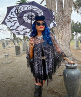 Kreepsville 666 - Skull Handle Bat Swirl Umbrella