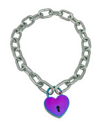Rainbow Heart Jumbo Lock Pendant Chain Necklace