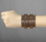 Wide Double Buckle Adjustable Brown Leather Bracelets