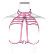 Pink PU Leather Multi Strap Bra Harness