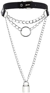 Black Triple Chain Square Lock Choker