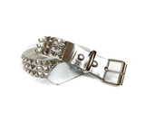 3 Row Pyramid Stud Silver Patent Belt