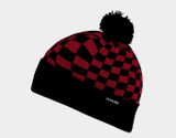 Red and Black Pom Pom Checkered Ska Winter Beanie
