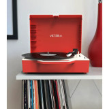 Victrola VSC-725SB Poinsettia Red Re-Spin Manual Three-Speed Portable Turntable with BT