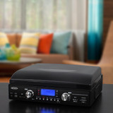 Jensen JTA-460P Black Turntable w AM/FM Radio and MP3 Encoding