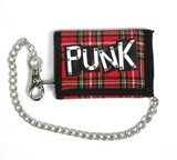 Plaid Punk Chained Wallet - Red