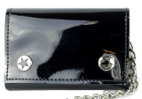 Black Patent Wallet with Chain