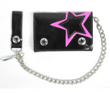 Pink Star Black Wallet with Chain