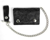 Black Brocade Wallet with Chain