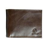 Men's Bi Fold Glossy Brown Leather Wallet