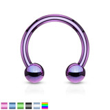 2x Horse Shoe / Circular Barbell Titanium IP Ring in Purple