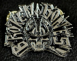 Broken Bones - Warrior Skull 2" Metal Badge Pin