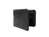 Men's Black Bi Fold Leather Wallet w/ Picture Flap