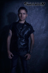 "Darkness" Black Vegan Leather w/ Black Spikes Biker Vest