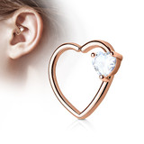 Heart on Heart Stone Cartilage / Daith Hoop Ring Piercing