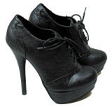 Black Lace-Up Ankle High Heels