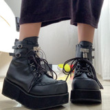 Black Vegan Platform Kawaii Creeper Boots - Sprite-70