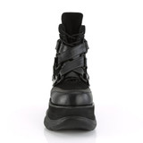Platform Lace-Up Criss-Cross Strap Vegan Ankle Boots - NEPTUNE-126