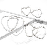 2x Heart Hoop Silver Earrings