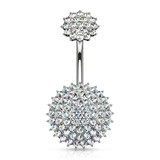 Paved Round Shields Belly Button Ring
