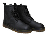 Black Authentic Leather 8i Combat Boots