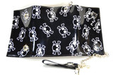 Black Skulls Prints All Over Chained Wallet