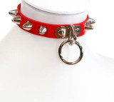 Red Round Spike Sub Bondage Choker