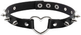 Heart Ring And Spikes Black Choker