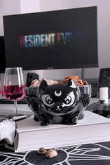 Black Gloss Kitty Ceramic Bowl