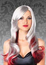 Grey & Red 24" Allure Long Wavy Wig