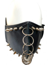 Leather Pierced 7 Ring Face Mask UK 77 Stud