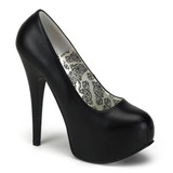 Black Matte Concealed Platform Pump Heels - TEEZE-06