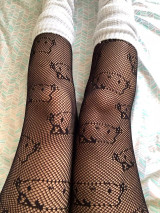Hello Kitty Pattern Black Fishnet Tights